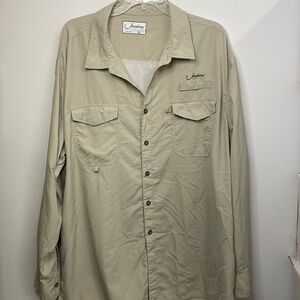 Jawbone Tackle Co. shirt XXL tan outdoor mens long sleeve button vented fishing